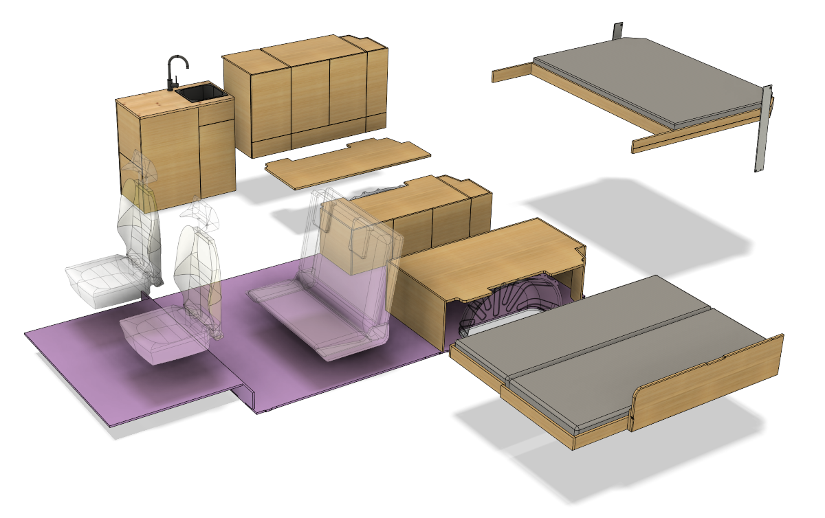 Explosionszeichnung der Möbel-Elemente